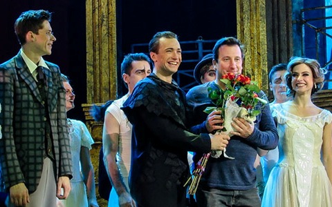 Sébastien Soldevila, Julia Vostrilova, Dennis Kotelnikov, premiere musical Princesse of Circus, moscow Musical Theatre
